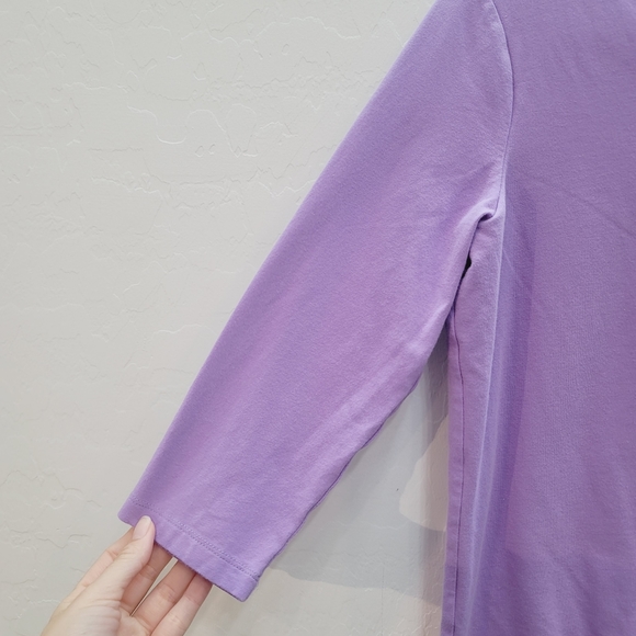 💕 Appleseed's Violet Frost Narrow V-neck Knit Top Women's Size Small Petite - Picture 6 of 8